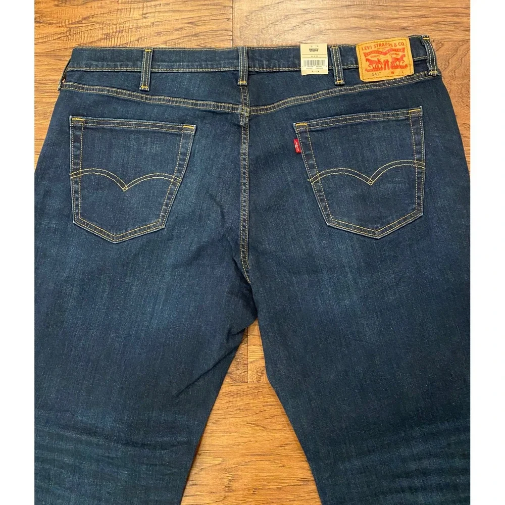 Levis 541 Athletic Taper Mens Stretch Jeans Dark Wash Indigo 44x30 NEW